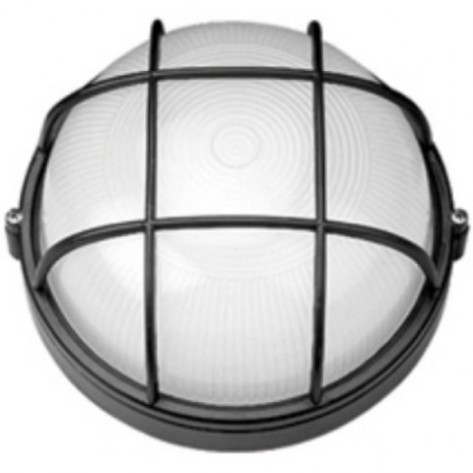Светильник 100W (банник) круглый с решеткой черный