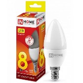 Лампа светодиодная С37 230В 8w(=75w) 3000К Е14 (свеча) inHome