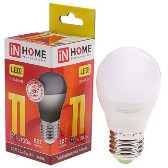 Лампа светодиодная G45 230В  11w(=100w) 3000К Е27 (шарик) inHome