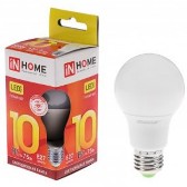 Лампа светодиодная А60 230В  10w(=90w) 3000К Е27 (колба) inHome