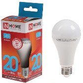 Лампа светодиодная А60 230В  20w(=180w) 4000К Е27 (колба) inHome