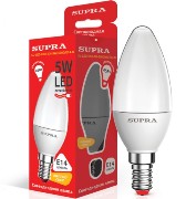 Лампа светодиодная С37 230В 5w(=45w) 3000К Е14 (свеча) SUPRA