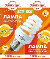 Лампа энергосберегающая minispiral /20Вт / Е27 теплая sun