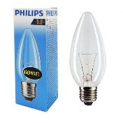 Лампа Philips В-35 E27 60W CL свеча прозрачная